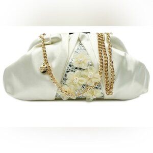 Badgley Mischka Cream and Gold Clutch